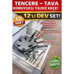 Keskon 12’li Tencere Tava Koruyucu Seti – Çizilmeyi Önleyen Keçe | Mutfak Düzenleyici, Tencere Arası - 12'li
