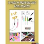 Keskon 4’lü Paket Kablo Koruyucu Silikon Spiral – USB Kabloları Için Kırılma Önleyici Dayanıklı Tasarım - Çok Renkli