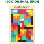 Kesman Kitap Montessori Ahşap Tetris & Blok Puzzle Zeka Oyuncağı Seti - Ahşap Desenli