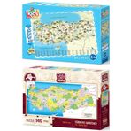 Kesman Kitap Türkiye Kültür Haritası ve İl Sınırlarına Göre Kesilmiş Türkiye Haritası 2'li Puzzle/Yapboz