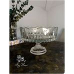 Kesme Kristal Yuvarlak Ayaklı Sunumluk Kase - Salata Kasesi / 25 Cm - 1 Adet