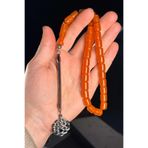 Kesme Metal Kazaz Püsküllü Zar Kehribar Tesbih