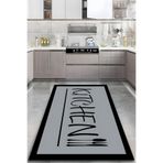 Kessy Home Studio Kitchen Yazılı Mutfak Halısı Dijital Baskı Kaymaz Taban Halı Makinede Yıkanabilir Koridor Halısı