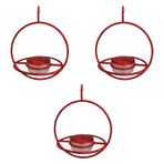 kesurpae 3 paket/grup Kırmızı Metal Sinek Kuşu Besleyicisi Canlı Rengi ve Dayanıklı Sinek Kuşu Diyet Besleme Cihazı ile Kuşları Çeker, kırmızı