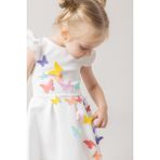 Ketbaby Kız Çocuk Pileli 3 Boyutlu Kelebekli Elbise - Koza KET001004 - 3 Yaş - Beyaz