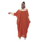 Keten cepli standart büyük beden kimono elbise kadın rahat maksi kaftan uzun yakalı abaya coton pamuk (kremit krem garni)