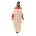 Keten cepli standart büyük beden kimono elbise kadın tunik rahat maksi kaftan uzun yakalı abaya cotton pamuk (krem kremit garni)