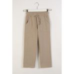 Keten Geniş Paça Erkek Pantolon - Bej - 11 - 12 Yaş