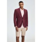 Keten Karışım Bordo Yazlık Blazer Ceket - 48
