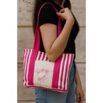 Keten Omuz Çantası - medium - Pembe