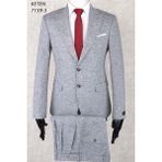 Keten Pileli Pantolon Slim Fit Sivri Yaka-Çift Yırtmaç Fileli Astar Drop 6 Takım Elbise - 48 - Gri