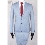 Keten Torba Cep Ipli Lastikli Pantolon Slim Fit Mono Yaka-Çift Yırtmaç Astarsız Drop 6 Takım Elbise - 56 - Açık Mavi