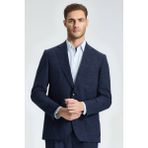 Keten Yün Karışım Lacivert Yazlık Blazer Ceket - Navy - 48