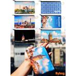 Ketnez Istanbul Temalı 6 Adet Hediyelik Oxford Kumaş Cüzdan Bozuk Para Çantası - Renkli - 19cm X 8cm X 4cm - Kalem Kutusu