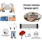 Keufman Tenis Masası Filesi Masa Tenisi Filesi Portatif Masa Tenis Filesi 150 cm 2 Raket + 3 Top Pinpon Seti
