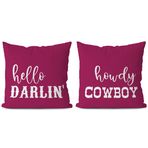 KEUSPI Hello Darlin Howdy Cowboy Western Kırlent Kılıfı, Komik Çift Kırlent Kılıfı 45 x 45 cm 2'li Set, Batı Hediyeleri, Kovboy Kovboy Kız Genç Kız Erkek Hediyeleri, Çiftler Sevgililer Günü Hediyesi