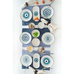Kevin Seramik 14 Parça 6 Kişilik Stackable Evil Eyes Handmade Kahvaltı Seti. Lüx Kahvaltılık Takımı
