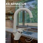 Kevser Su Armatürleri Beyaz Kuğu Lavabo Bataryasi