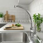 Kevser Su Armatürleri Mutfak Kuğ Batarya Yay Boru Krom Gümüş