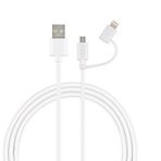 KEY 2in1 iPhone Lightning Lisanslı, Micro Usb Data Kablosu Beyaz