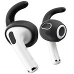 KeyBudz EarBuddyz Apple AirPods 3 için silikon kulaklık başlıkları, EarPods kulaklık aksesuarı, kulak kancası, kulak askısı, kaymaz, spor, siyah