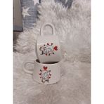 Keyfi Atölye 14 Şubat Sevgililer Gününe Sarılan Çift Kupa 2'li - Beyaz - 180 ml