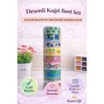 Keyfi Sepet 10 Adet Desenli Washi Bant Seti – Renkli Bant – Scrapbook, Defter ve Hobi Bandı