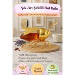 Keyfi Sepet Arı Tasarımlı Bal Kabı – Gold Kaplama Dekoratif Bal Kavanozu Kaşıklı plastik Bal Saklama Kabı