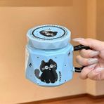 Keyfim Shop 3D Kedi Figürlü Kapaklı Kupa Bardak - Mavi
