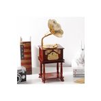 keyfim shop Nostaljik Sehpalı Ahşap Görünümlü Gramofon Müzik Kutusu