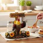 Keyfim Shop Polyester Çiftlik Temalı Horoz Tuzluk ve Biberlik Takımı