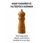 keyfisepet en keyifli sepet Ahşap Gövdeli Karabiber ve Tuz Öğütücü Değirmen – Manuel Baharatlık 16 CM