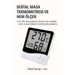 keyfisepet en keyifli sepet Dijital Masa Termometresi ve Nem Ölçer – Saat Göstergeli LCD Ekran