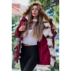 Keyifli Moda Kadın Bordo Su Geçirmez Içi Kürklü Kürk Kapüşonlu Mont