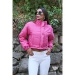 Keyifli Moda Kadın Pembe Dik Yaka Çıtçıtlı Fermuarlı Kısa Şişme Mont - 38