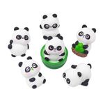 Keyrank Mini Reçine Panda Seti, Dollhouse Minyatür Minik Panda Figürleri, Mini Reçine Hayvanlar Peyzaj Dekorasyonu, Parti, Pasta, Peri Bahçe Süslemeleri için Sevimli Eşyalar Aksesuarları - 7 Adet