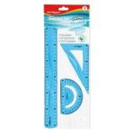 Keyroad Silikon Kırılmaz Cetvel Çizim Seti 3 Lü mavi renk - 10M-Mavi
