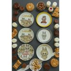 Kezze LABUBU Desenli 6'lı Seramik Pasta-Tatlı-Çerez Sunum Tabağı & Renkli Modern Tasarım