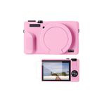 K&F CONCEPT K&F Canon G7X Mark III Uyumlu Silikon Kılıf + Ekran Koruyucu / Pembe