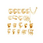 KGDUYC 20 adet kulak manşeti seti, kulak manşeti, küpe klipsi, sargı küpe, piercing değildir, kıkırdak, manşet, zincir, küpe, kadınlar için, ayarlanabilir yılan kelebek, kulak manşetleri