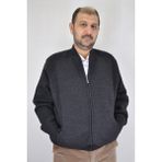 KGM Erkek Gri Hakim Yaka Omuz Astarlı Hırka - 3XL - Füme