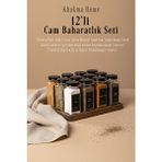 KHAKMA Ahşap Standlı 12'li Cam Baharatlık Seti | 120 ml | Siyah Kapak ve Siyah Etiketli | Minimal Tasarım