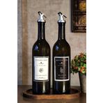 KHAKMA Ahşap Stantlı Amber 2'li 750 ML Zeytinyağı Sıvıyağ Şişesi YAĞDANLIK 750 SB STANTLI