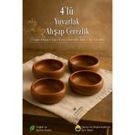 KHAKMA Ahşap Yuvarlak kaSE 4'lü Set – Doğal Sunum Tabağı | 8 cm | Şık ve Fonksiyonel Tasarım