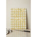 KHAKMA FloralMood Cam Kesme Tahtası – 25x35 cm | Sarı Ekose & Papatya Desenli | Temperli Cam