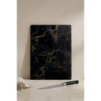 Khakma Marbleblack Cam Kesme Tahtası – 25X35 cm | Siyah Mermer Desenli Temperli Cam Kesme Tahtası