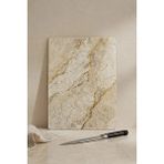 Khakma Marblecream Cam Kesme Tahtası – 25X35 cm | Krem Mermer Desenli Temperli Cam Kesme Tahtası