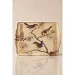 KHAKMA Nature Birds Kaydırmaz Melamin Tepsi 41x30 cm – Desenli Sunum & Servis Tepsisi | Dayanıklı, Hafif, Çok Amaçlı