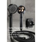KHAKMA Turbo Pervaneli Pratik 5 Fonksiyonlu Duş Seti, Duş Başlığı, Hortum, Askı (3’lü Set)