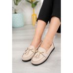 Khayt Tassel Casual Günlük Kadın Babet Ayakkabı - Bej